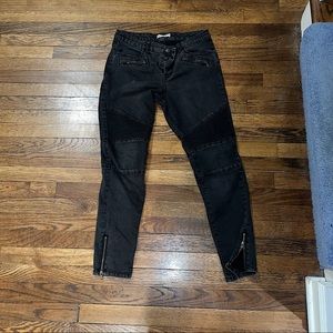 Free People Millennium Moto Grey Zipper Button Up Jeans